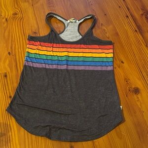 Tipsy Elves Charcoal Tank with Rainbow Stripes